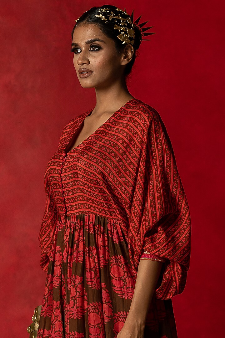 Brown Printed Kurta Set by Pooja & Keyur at Pernia's Pop Up Shop