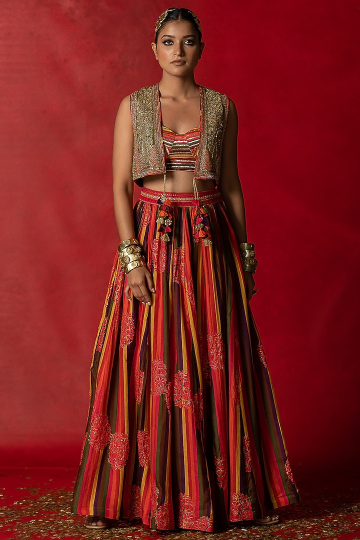 Olive Green Embroidered Jacket Design by Pooja & Keyur at Pernia's Pop