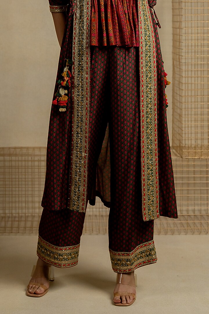 Green Cotton Silk Aari Embroidered Jacket Set by Pooja & Keyur at Pernia's Pop Up Shop
