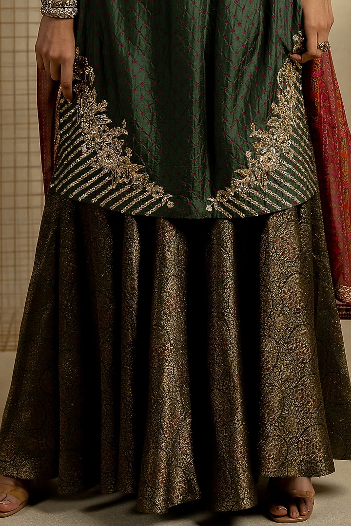 Mehendi Green Brocade Bridal Sharara Set by Pooja & Keyur at Pernia's Pop Up Shop