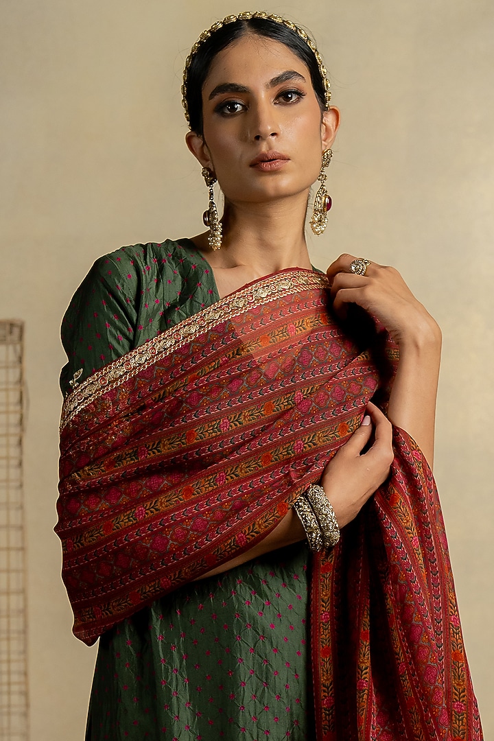 Mehendi Green Brocade Bridal Sharara Set by Pooja & Keyur at Pernia's Pop Up Shop