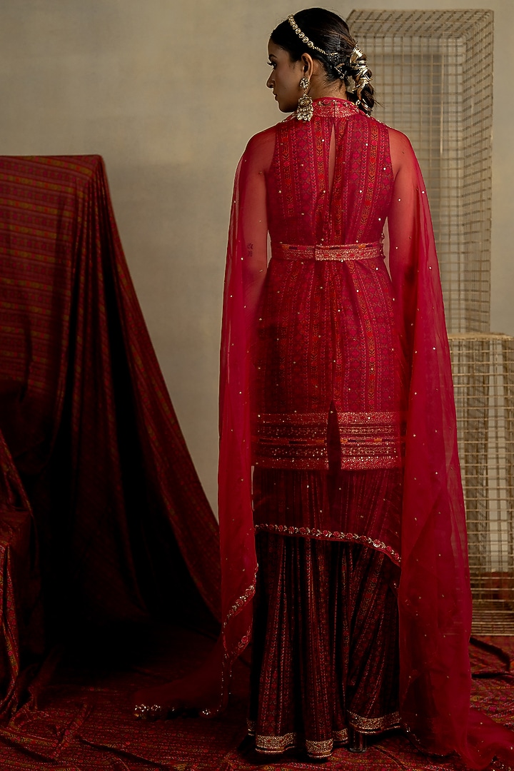 Multi-Colored Cotton Silk Wedding Sharara Set by Pooja & Keyur at Pernia's Pop Up Shop