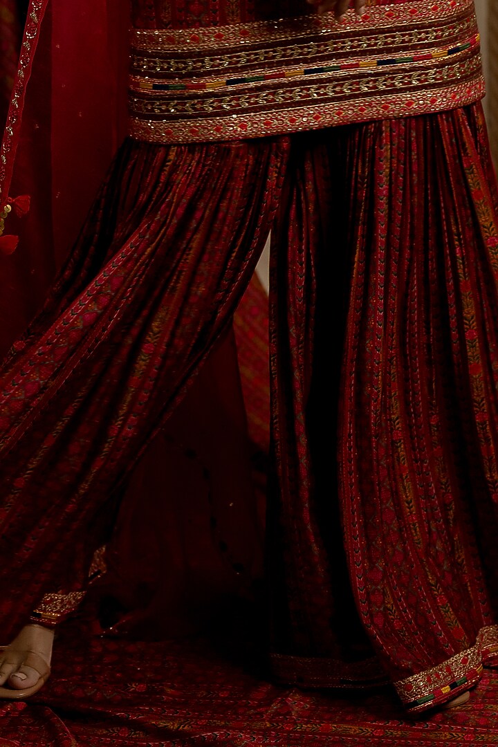 Multi-Colored Cotton Silk Wedding Sharara Set by Pooja & Keyur at Pernia's Pop Up Shop