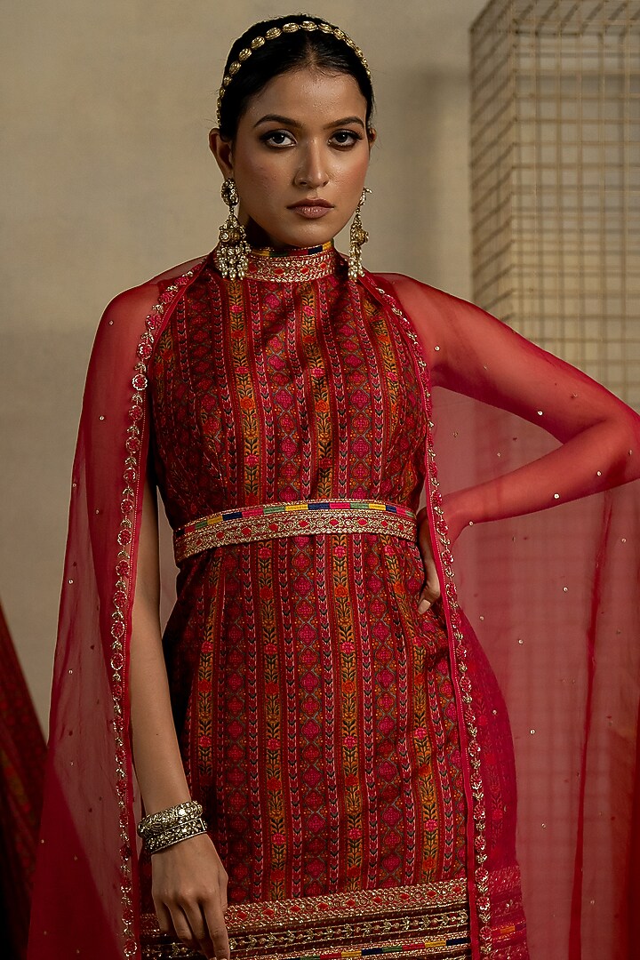 Multi-Colored Cotton Silk Wedding Sharara Set by Pooja & Keyur at Pernia's Pop Up Shop