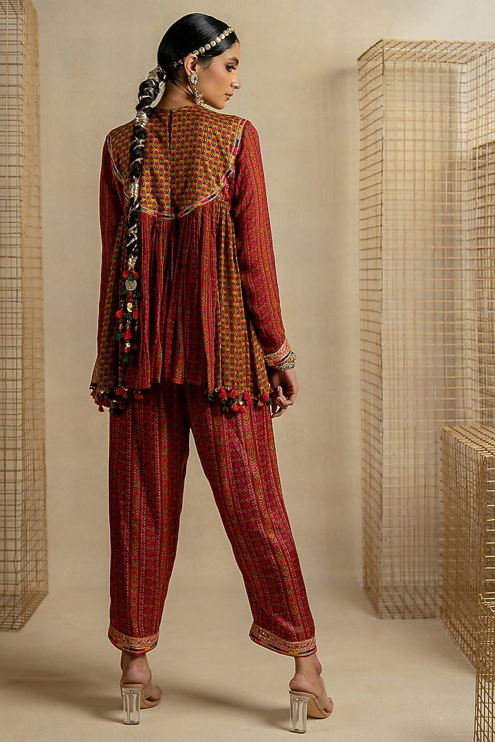 Brown Chiffon Pant Set by Pooja & Keyur at Pernia's Pop Up Shop