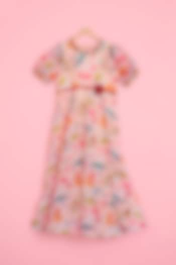 Light Peach Organza Digital Printed & Zardosi Embroidered Gown For Girls by Pole Taara at Pernia's Pop Up Shop