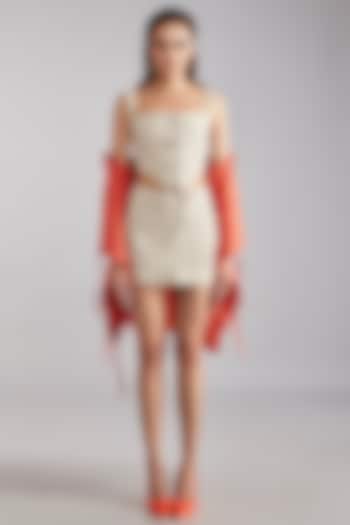 Beige Front Lace Corset Top by Polite Society at Pernia's Pop Up Shop