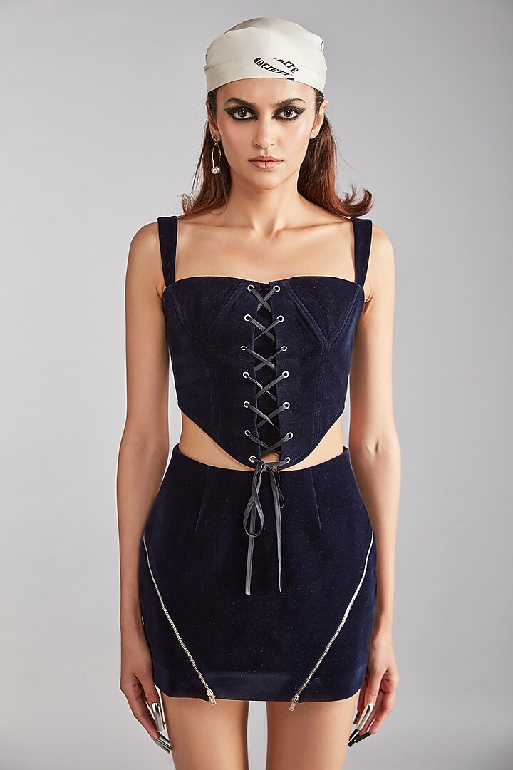 Navy Front Lace Corset Top by Polite Society at Pernia's Pop Up Shop
