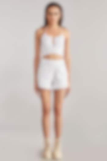 White Linen High Waisted Shorts by Polite Society