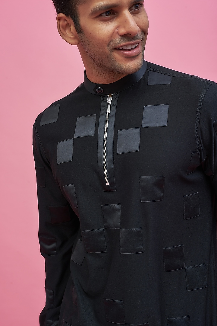 Black Lycra Cotton Party Wear Shirt by POUR LUI at Pernia's Pop Up Shop