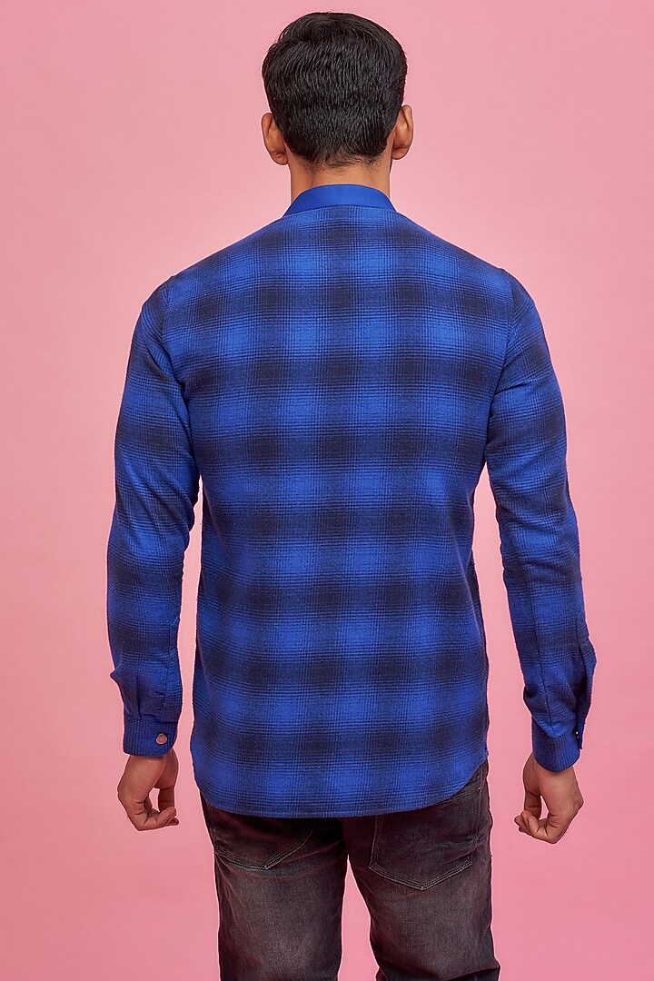 Blue Cotton Party Wear Shirt by POUR LUI at Pernia's Pop Up Shop