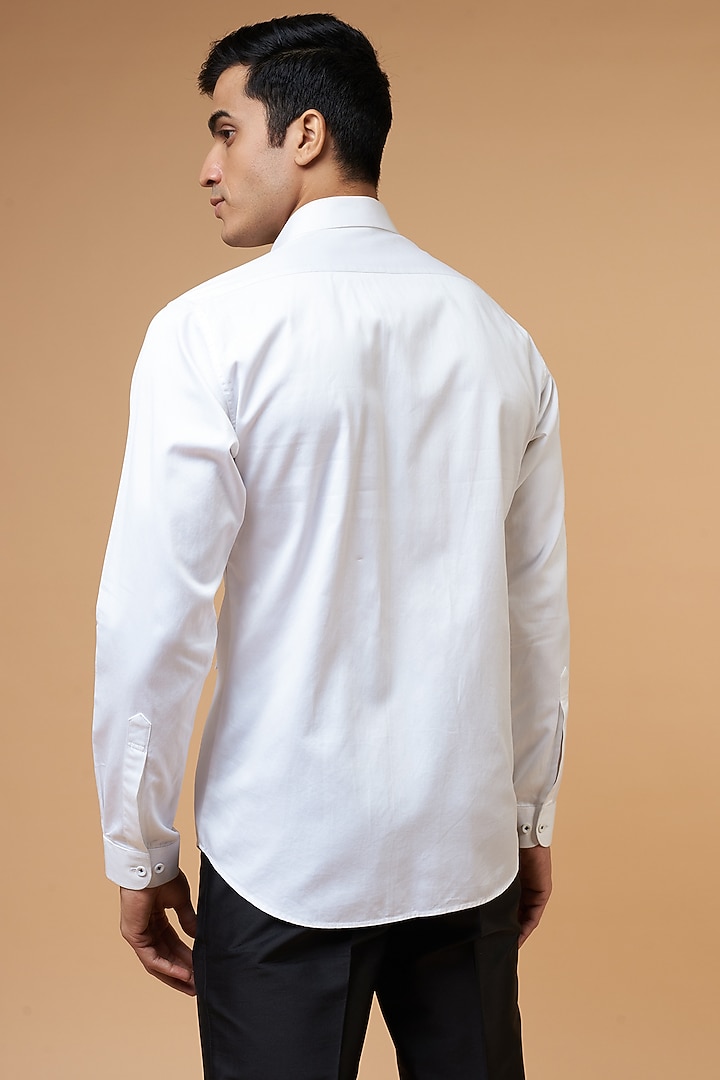 White Cotton Party Wear Shirt by POUR LUI at Pernia's Pop Up Shop