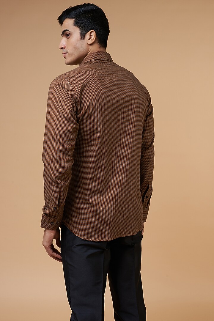 Brown Cotton Summer Shirt by POUR LUI at Pernia's Pop Up Shop