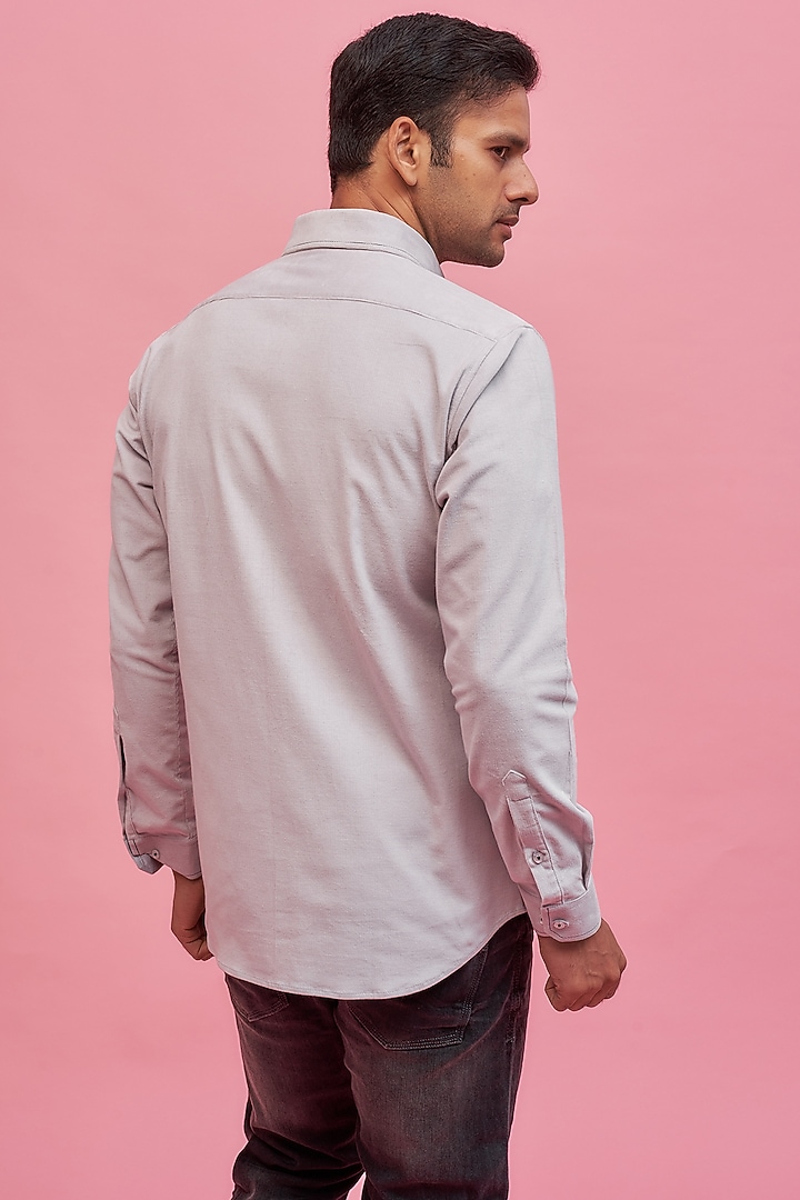 Grey Cotton Party Wear Shirt by POUR LUI at Pernia's Pop Up Shop