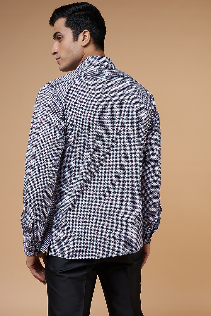 Multi-Colored Cotton Lycra Knitted Party Wear Shirt by POUR LUI at Pernia's Pop Up Shop