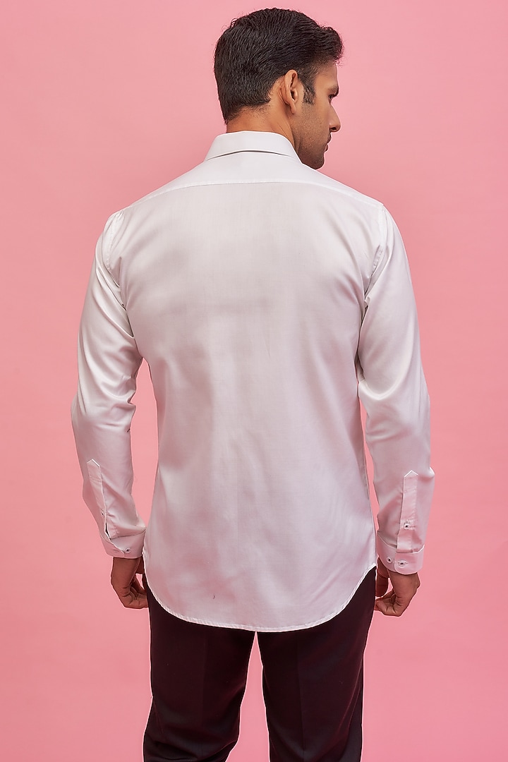 White Cotton Party Wear Shirt by POUR LUI at Pernia's Pop Up Shop
