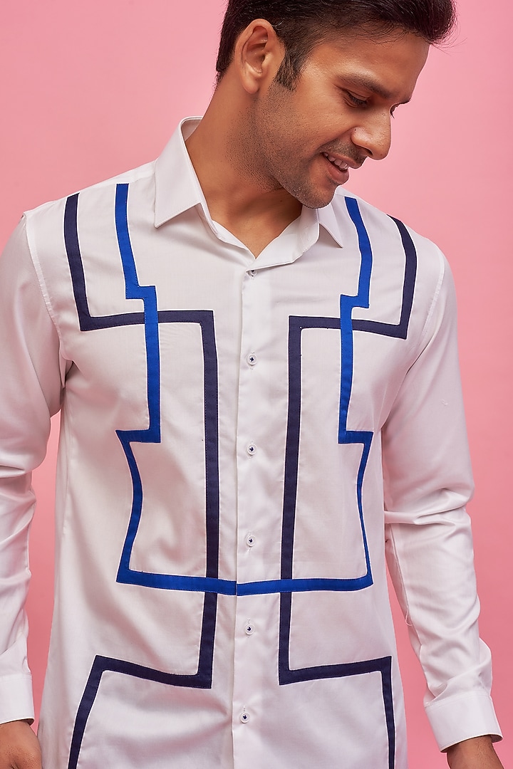 White Cotton Party Wear Shirt by POUR LUI at Pernia's Pop Up Shop