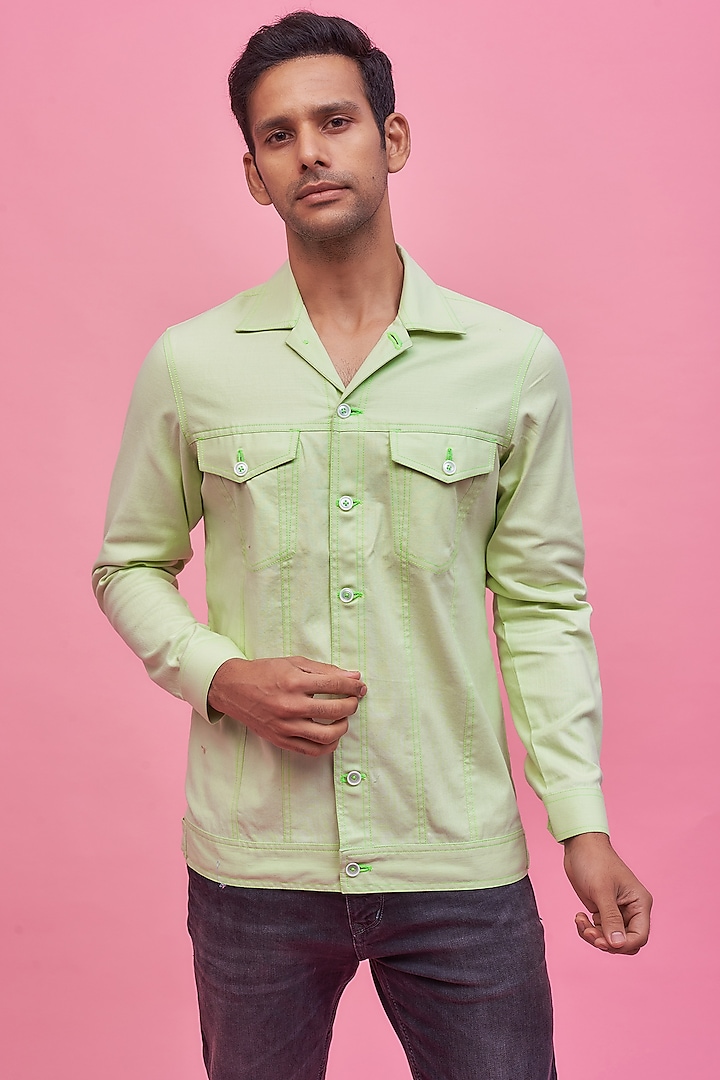 Green Cotton Jacket by POUR LUI at Pernia's Pop Up Shop