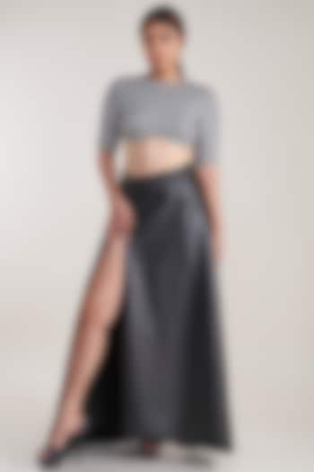 Black Leather Skirt Set by Pooja Bagaria at Pernia's Pop Up Shop