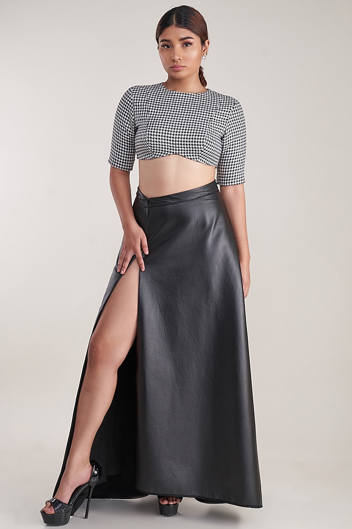 Black Leather Skirt Set by Pooja Bagaria at Pernia's Pop Up Shop