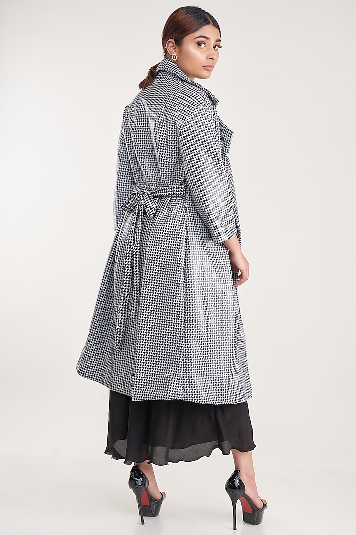 Black Leather Printed Coat by Pooja Bagaria at Pernia's Pop Up Shop