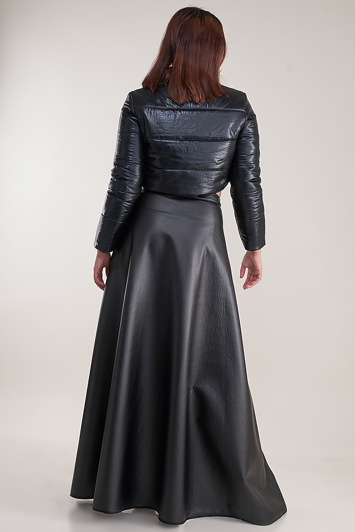 Black Tafetta Puffer Jacket by Pooja Bagaria at Pernia's Pop Up Shop