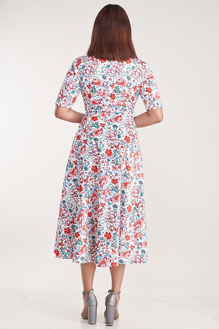 White Vegan Silk Suede Printed Wrap Summer Dress by Pooja Bagaria at Pernia's Pop Up Shop