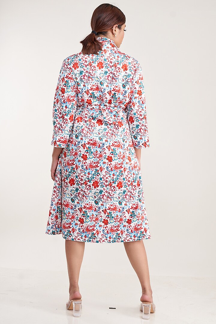 White Vegan Silk Suede Printed Trench Coat by Pooja Bagaria at Pernia's Pop Up Shop
