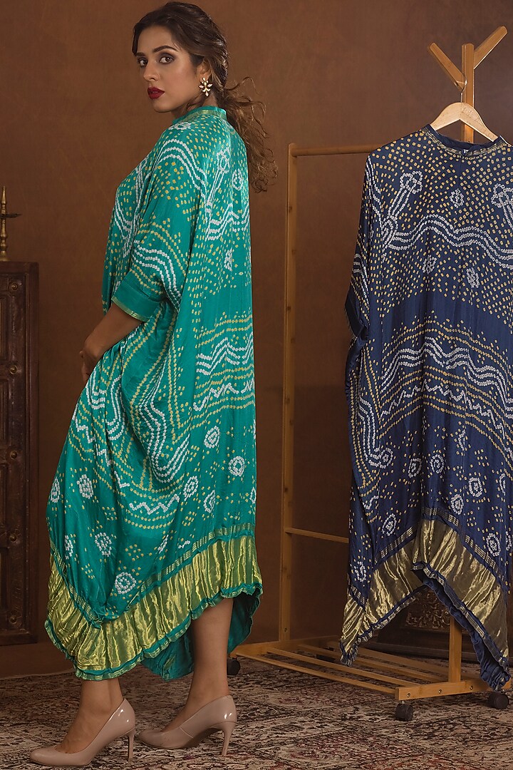 Sky Blue Bandhani Kaftan Summer Dress by Pooja Bagaria at Pernia's Pop Up Shop