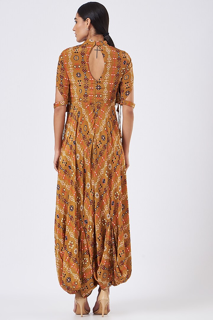 Brown Printed Jumpsuit by Pooja Bagaria at Pernia's Pop Up Shop