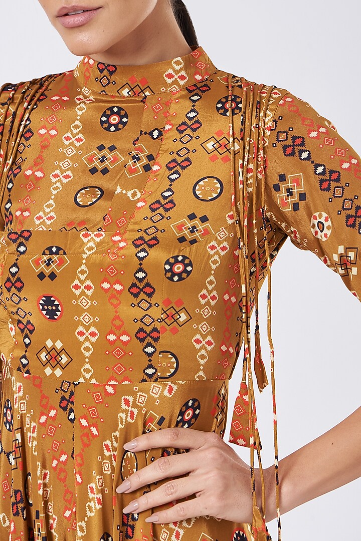 Brown Printed Jumpsuit by Pooja Bagaria at Pernia's Pop Up Shop