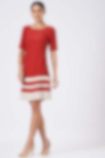 Red Natural Crepe Summer Dress by Pooja Bagaria at Pernia's Pop Up Shop