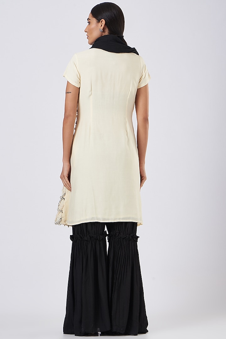 Black Muslin Sharara Set by Pooja Bagaria at Pernia's Pop Up Shop