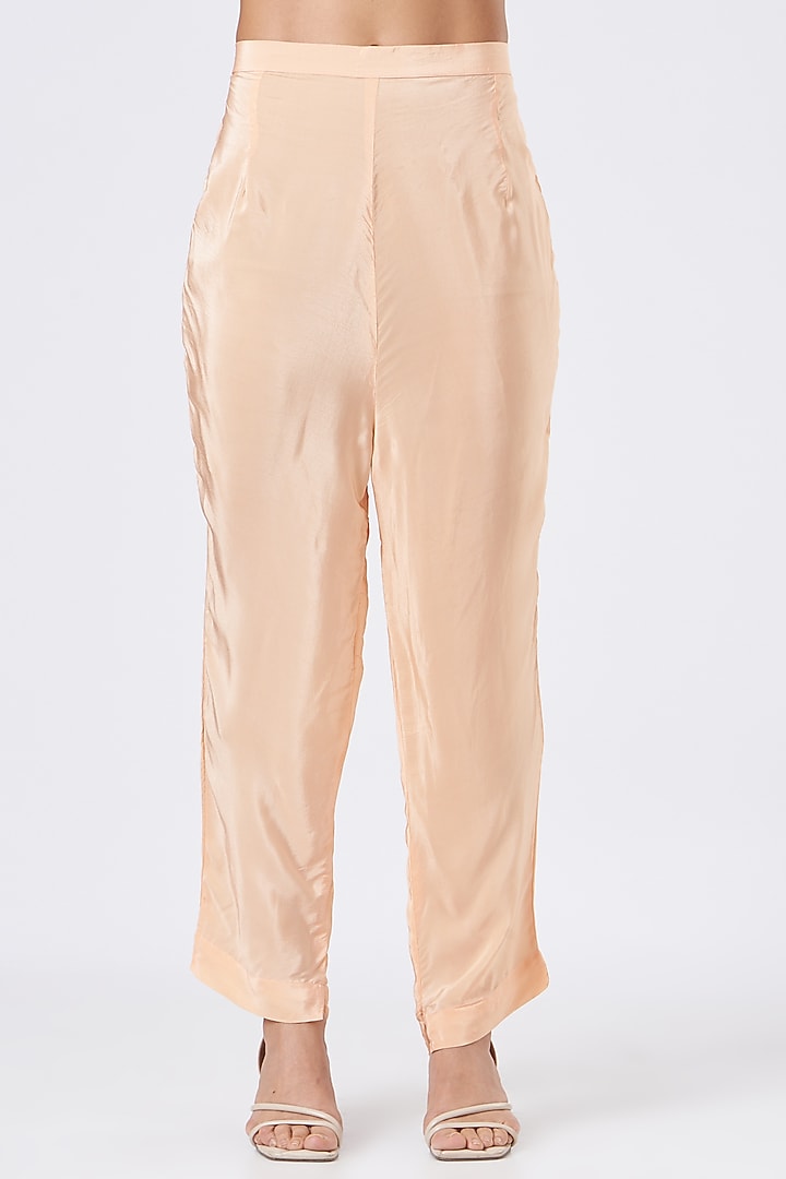 Peach Natural Crepe Pant Set by Pooja Bagaria at Pernia's Pop Up Shop