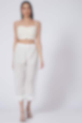 White Cotton Lace Bustier by Pooja Bagaria at Pernia's Pop Up Shop