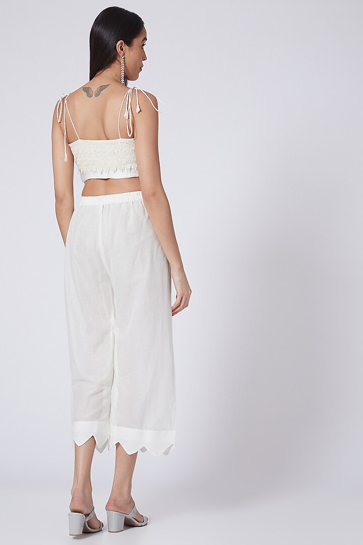 White Cotton Lace Bustier by Pooja Bagaria at Pernia's Pop Up Shop