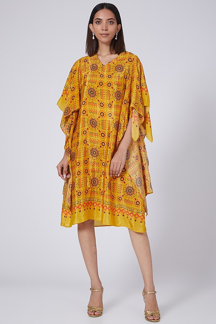 Yellow Crepe Tunic by Pooja Bagaria at Pernia's Pop Up Shop