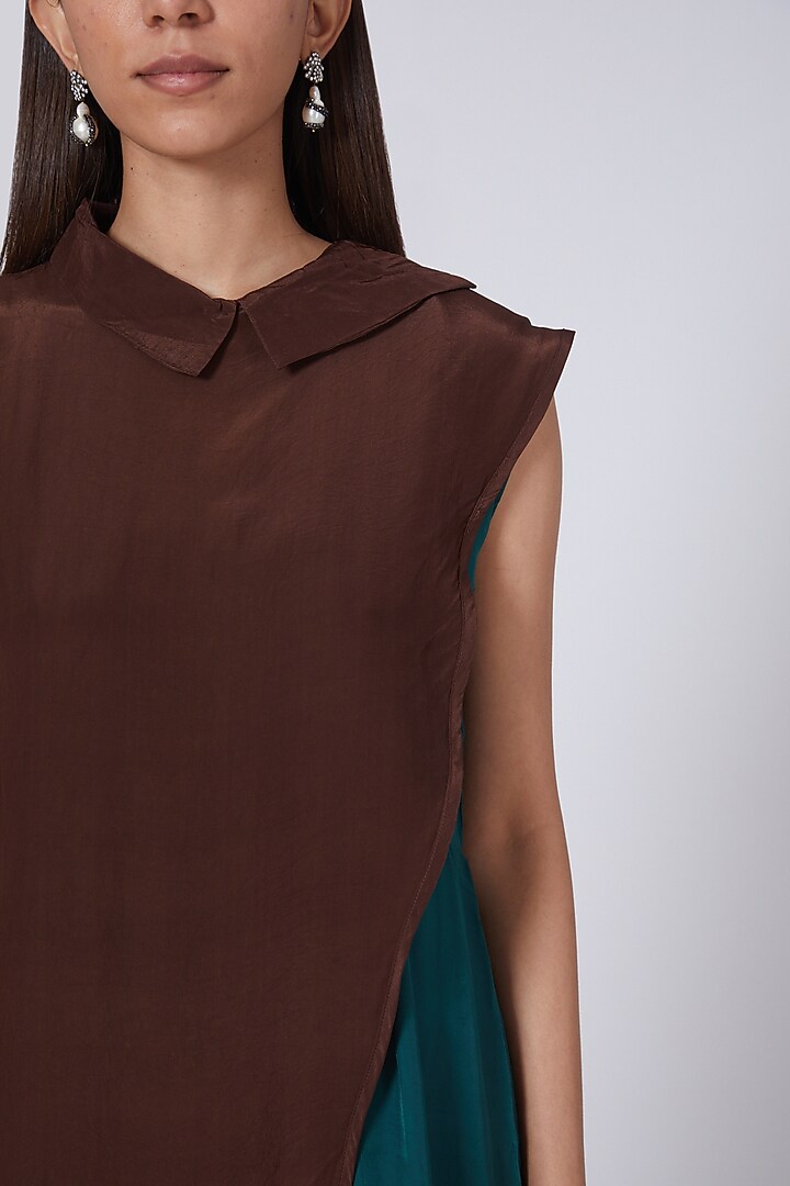 Brown Natural Crepe Jumpsuit by Pooja Bagaria at Pernia's Pop Up Shop
