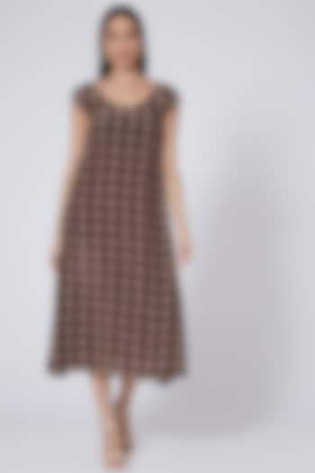Brown Printed Draped Maxi Dress by Pooja Bagaria