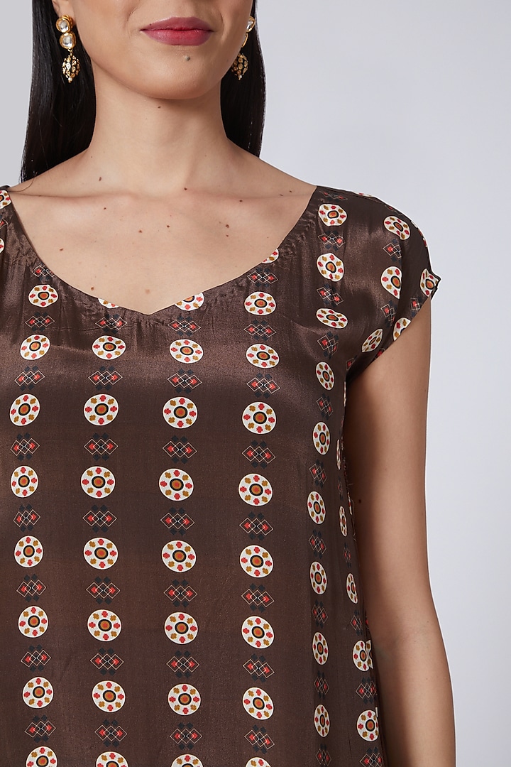 Brown Printed Draped Maxi Summer Dress by Pooja Bagaria at Pernia's Pop Up Shop