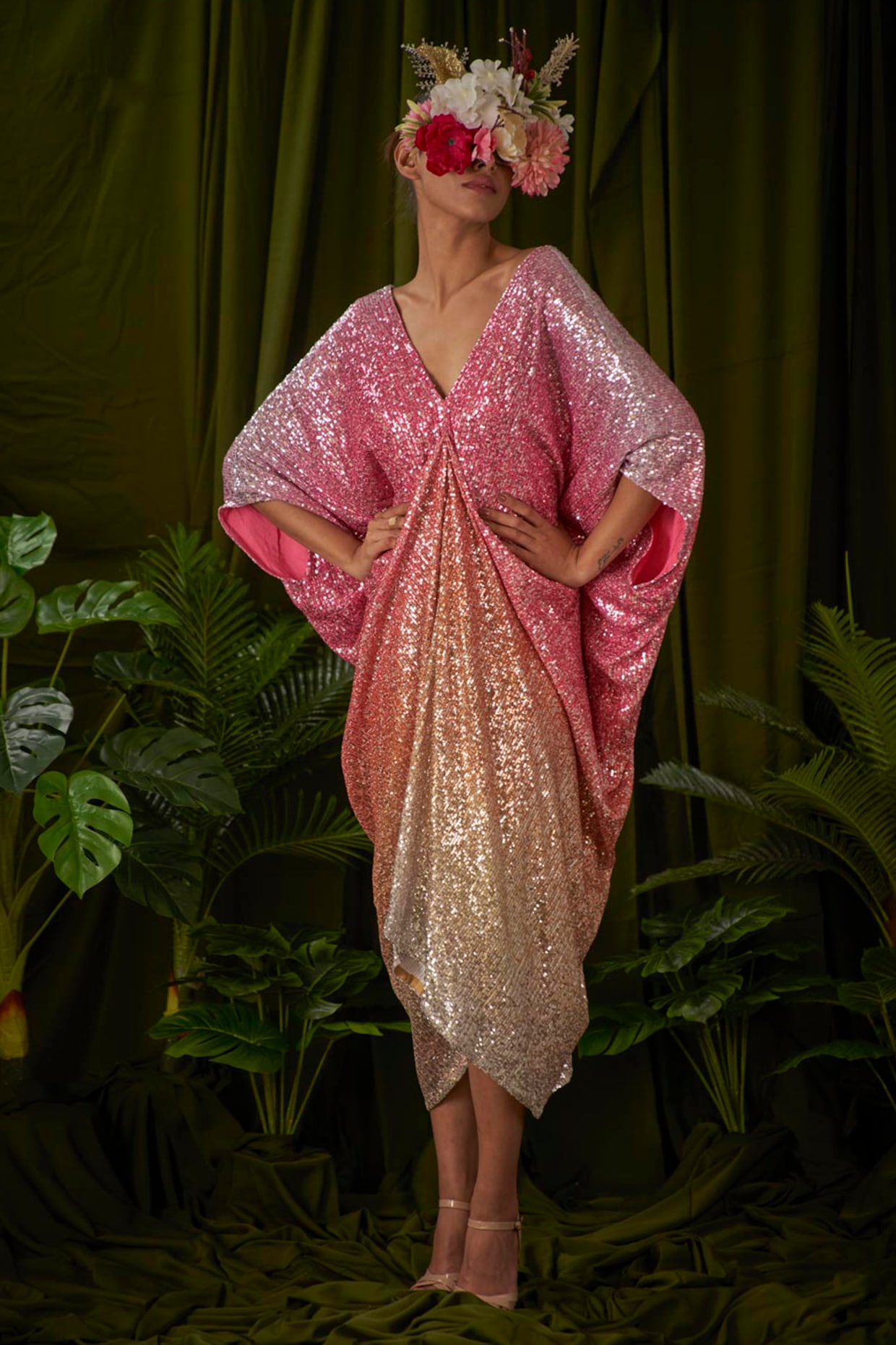 Rose gold stretch on sale sequin kimono dress