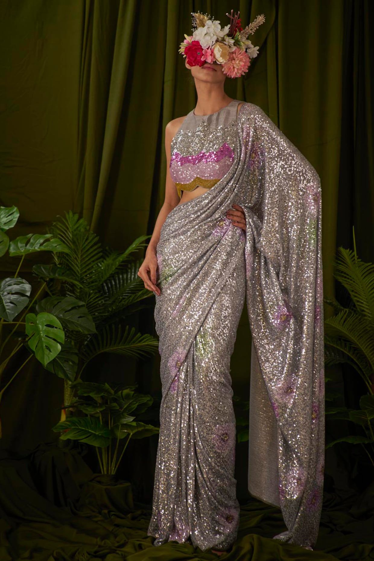 Buy Sabyasachi Pink Color Designer Saree at Ethnic Plus for Rs.3999