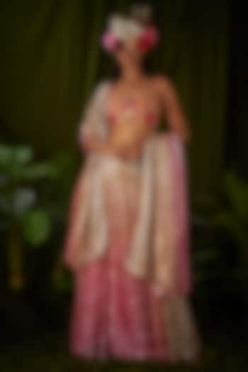 Red & Orange Sequins Wedding Lehenga Set by Pooja Bagaria at Pernia's Pop Up Shop