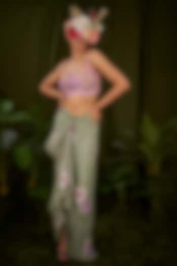 Purple Raw Silk Embellished Bustier Top by Pooja Bagaria at Pernia's Pop Up Shop