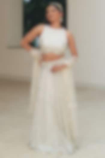Silver Sequin Mesh Embroidered  dulhan bday 22 may Lehenga Set by Pooja Bagaria at Pernia's Pop Up Shop