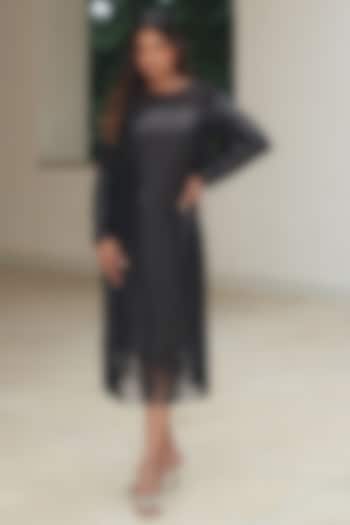Matt Black Sequins Shift Summer Dress by Pooja Bagaria at Pernia's Pop Up Shop