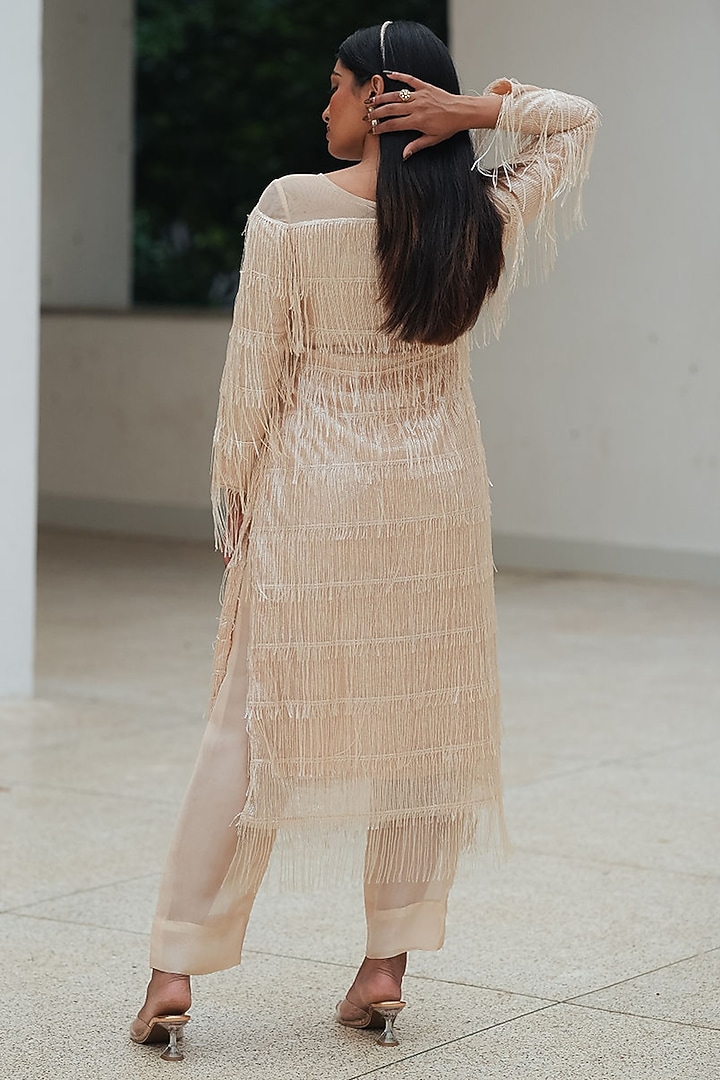 Cream Sequins Shift Summer Dress by Pooja Bagaria at Pernia's Pop Up Shop