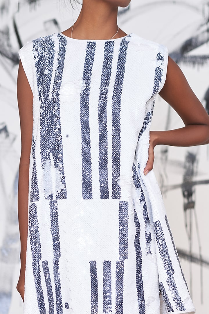 White Striped Summer Dress by Pooja Bagaria at Pernia's Pop Up Shop