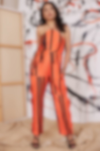Orange Striped Jumpsuit by Pooja Bagaria