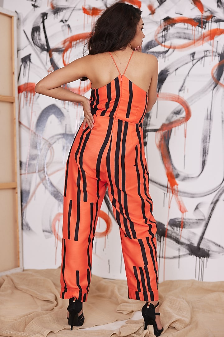 Orange Striped Jumpsuit by Pooja Bagaria at Pernia's Pop Up Shop
